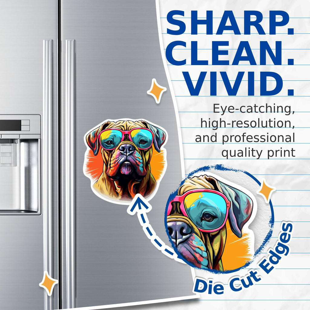 (2 Pack) Bullmastiff Dog Magnets - Bullmastiff with Sunglasses - Choose FromOver 100 Dog Breeds - 5" On Longest Side - Premium Magnet - Made in USA - MAG0329