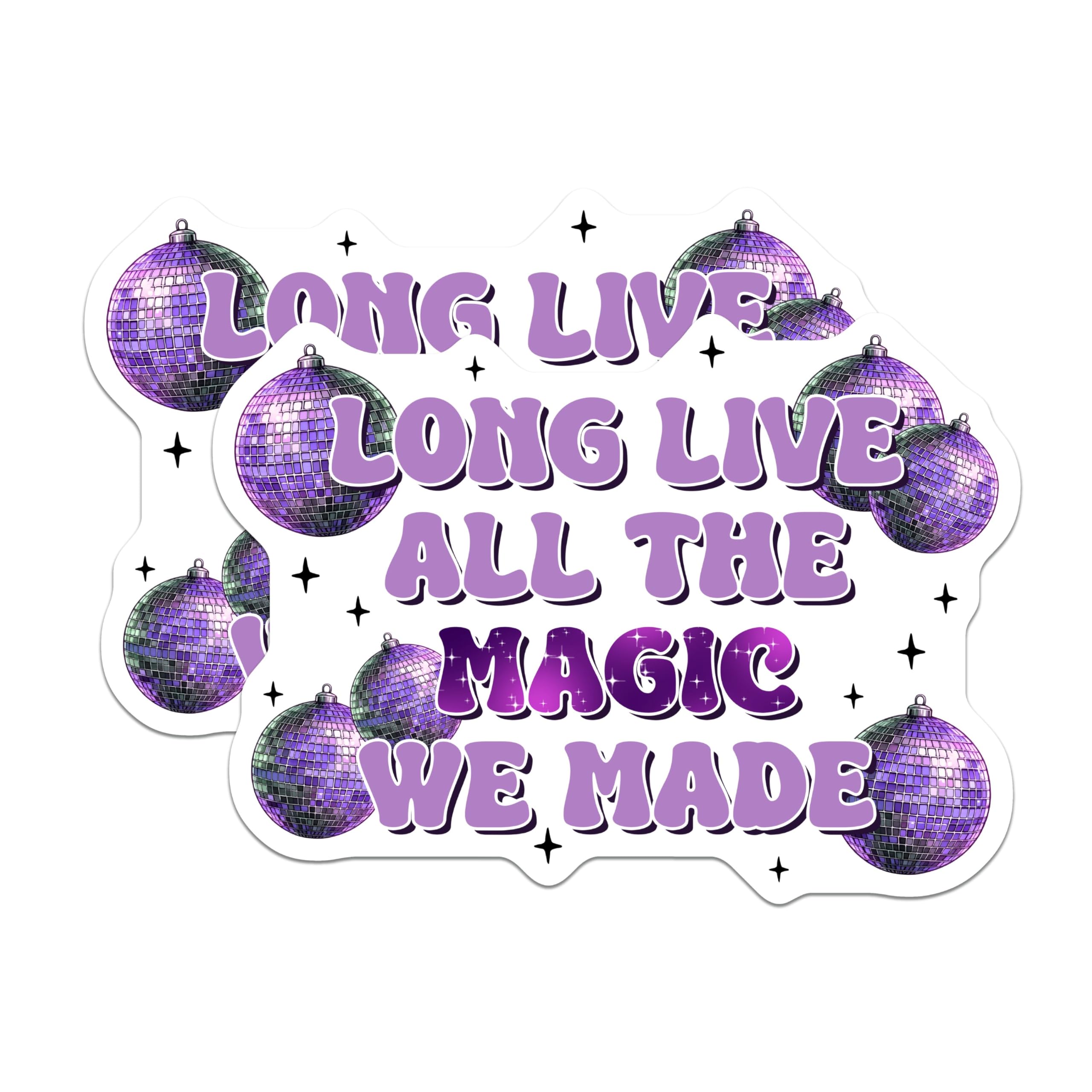 (2 Pack) Long Live All The Magic We Made Magnets - Sparkly Disco Ball - Inspirational Quote - 5" On Longest Side - for Cars, Fridges, Toolboxes - Made in USA - MAG8064