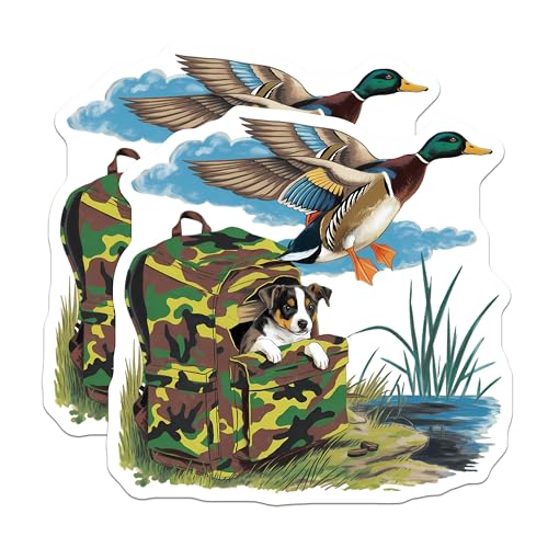 (2 Pack) Camouflage Backpack Magnet - Nature Art - Hunting Decor for Outdoors Enthusiasts - 5" On Longest Side - Sticks to Smooth Flat Surfaces - Made in USA - MAG9407