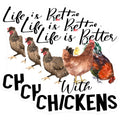(3 Pack) Chicken Decals - Funny Farm Decals - Life is Better with Chickens - 3 Inches On Longest Side - Easy Peel & Apply - Made in USA - 3MCS4537