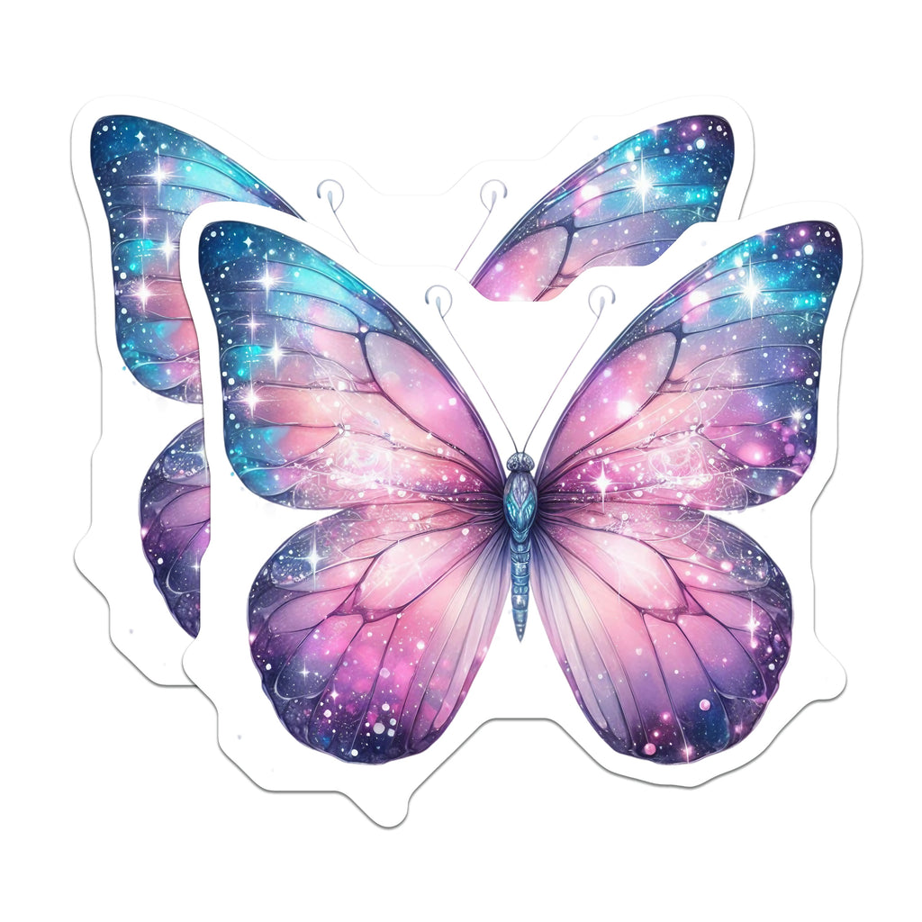 (2 Pack) Galaxy Butterfly Magnets - Celestial Decor - Whimsical Fridge Accessory - 5 Inches On Longest Side - Thick Durable Magnet - Made in USA - MAG37727