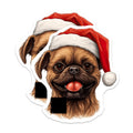 (2 Pack) Christmas Dog Magnets - Santa Hat Doggy - Festive Fridge Decoration - 5 Inches On Longest Side - Thick Durable Magnet - Made in USA - MAG29857