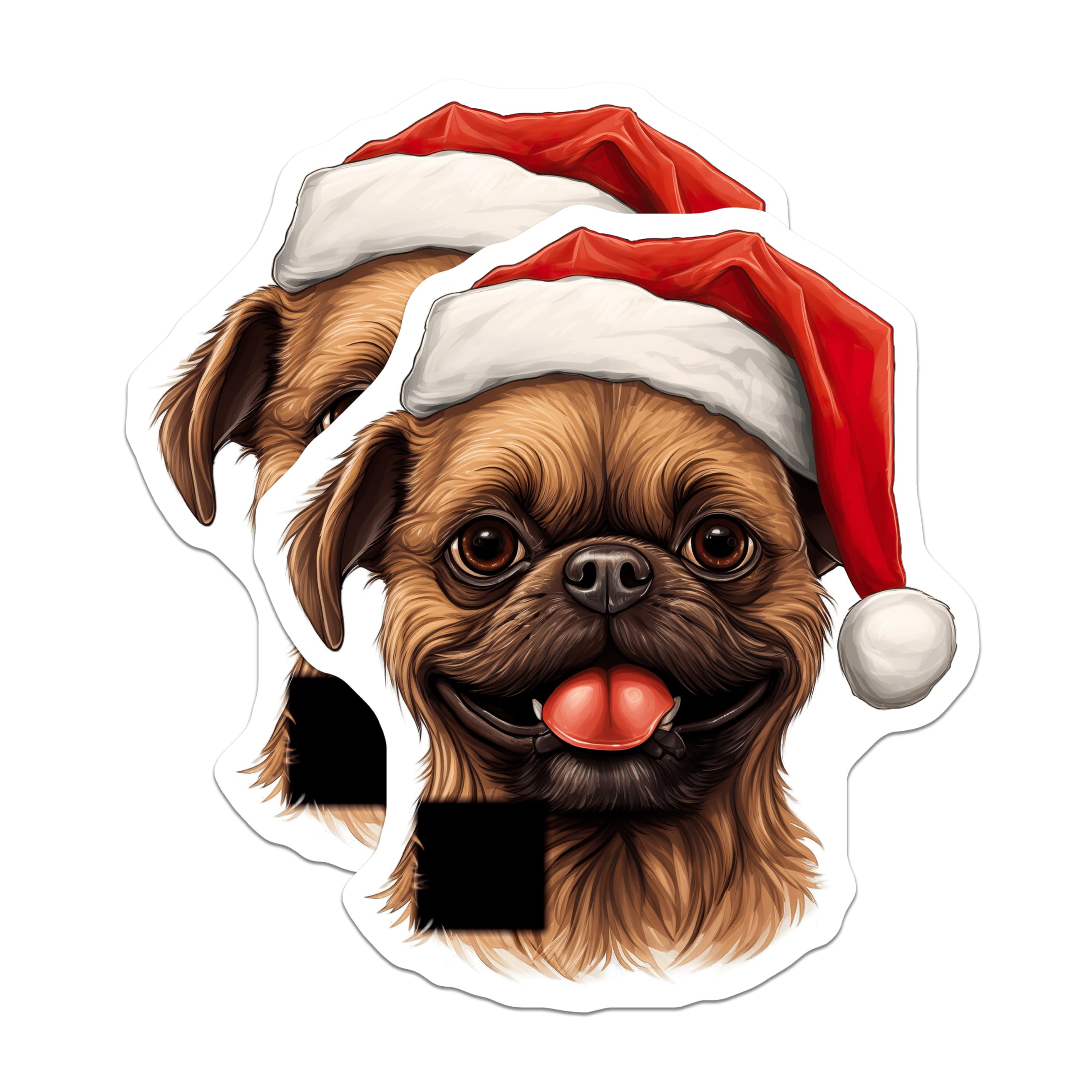 (2 Pack) Christmas Dog Magnets - Santa Hat Doggy - Festive Fridge Decoration - 5 Inches On Longest Side - Thick Durable Magnet - Made in USA - MAG29857