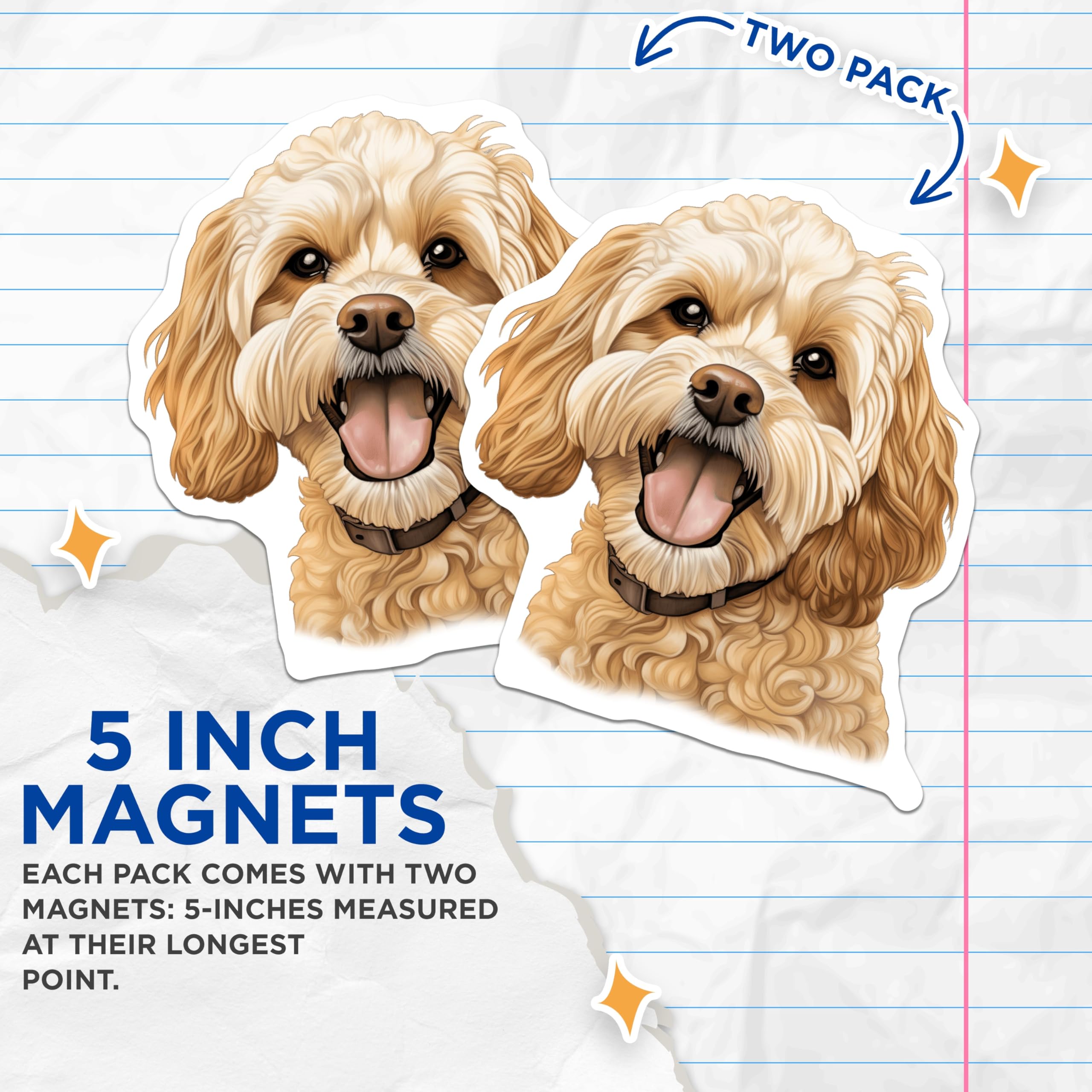 (2 Pack) Cavapoo Cockapoo Magnets - Cute Dog Lover Pet Parent Refrigerator Decor - Puppy Illustration Home Office - 5 Inches On Longest Side - Thick Durable Magnet - Made in USA - MAG25381