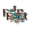 (2 Pack) Western Boho Easter Magnets - Cowhide Leopard Turquoise - Farmhouse Spring Decor Cross - 5 Inches On Longest Side - Thick Durable Magnet - Made in USA - MAG28519