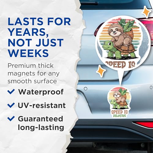 (2 Pack) Sloth and Turtle Magnet - Nature Lover Decor - 5" On Longest Side - Sticks to Smooth Flat Surfaces - Made in USA - MAG9722