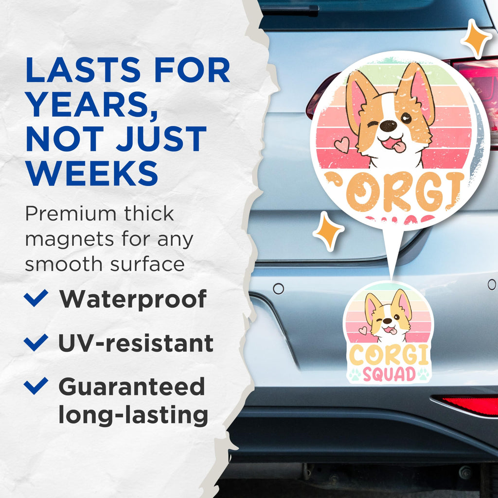 (2 Pack) Corgi Squad Magnets - Cute Dog Breed - Refrigerator Magnets - 5" On Longest Side - Premium Magnet - for Cars, Refrigerators, Toolboxes, Lockers - Made in USA - MAG18766