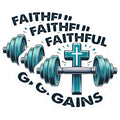 (3 Pack) Faithful Gains Decals - Christian Gym - Fitness Motivation Decals - 3 Inches On Longest Side - Easy Peel & Apply - Made in USA - 3MCS8415