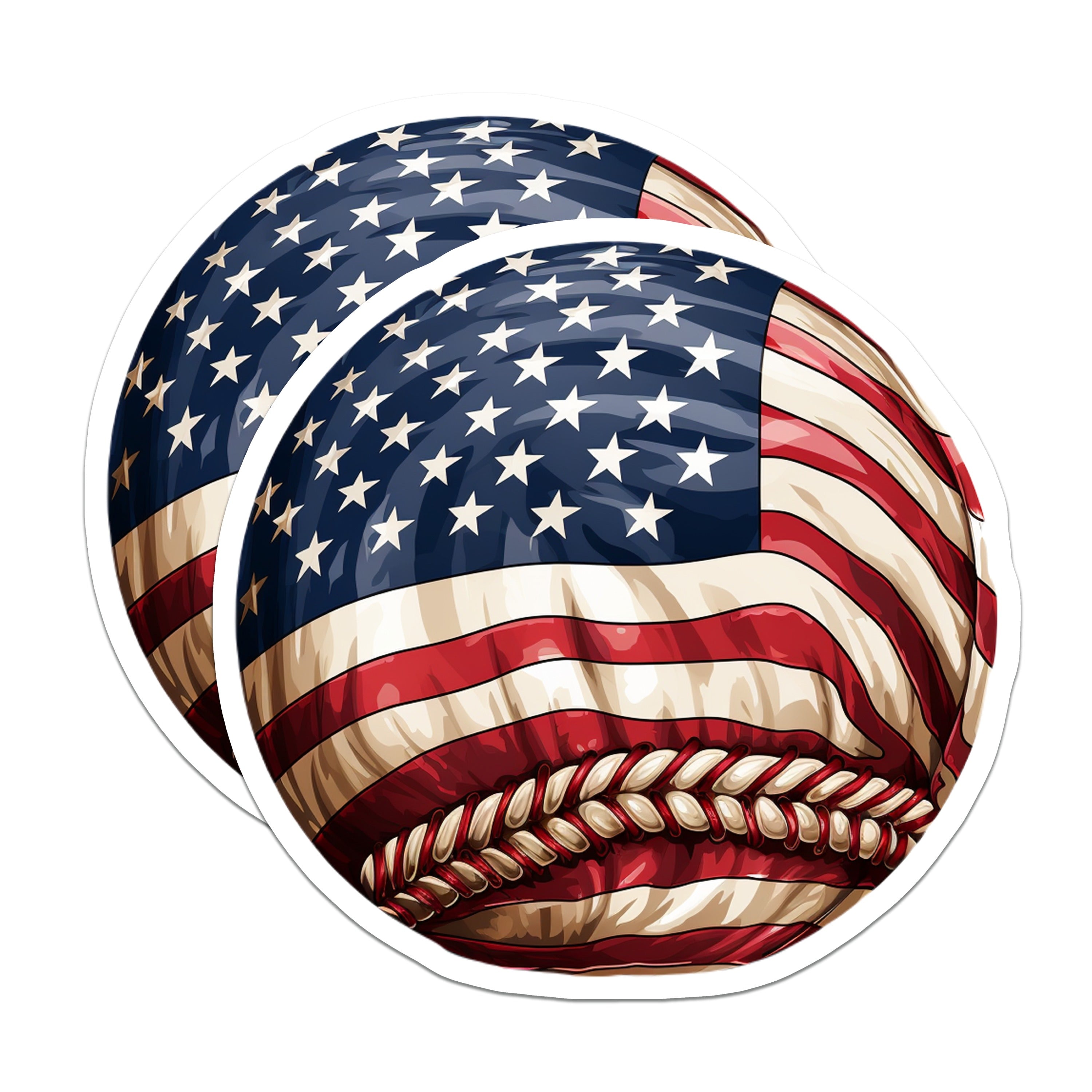 (2 Pack) American Flag Baseball Magnets - Patriotic Sports Fan - July 4th Decor for Dad - 5 Inches On Longest Side - Thick Durable Magnet - Made in USA - MAG39967