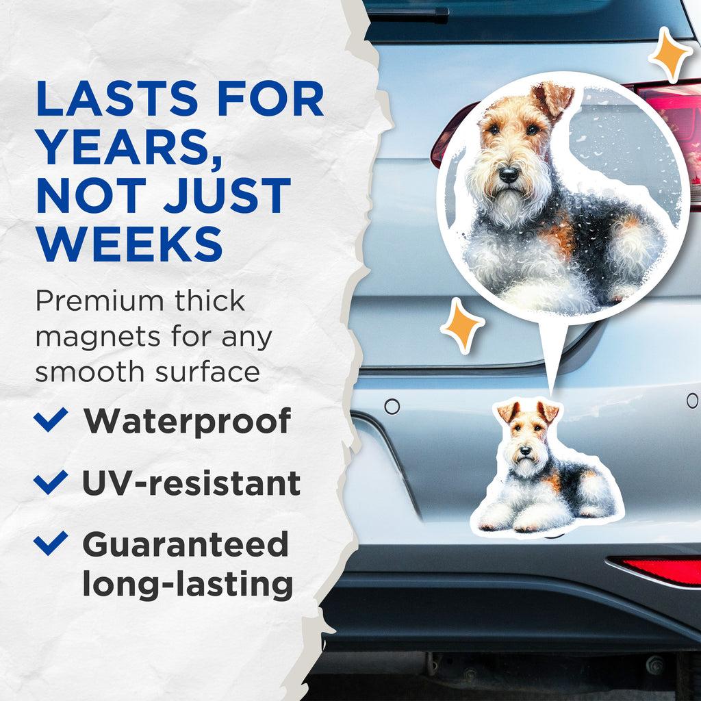 (2 Pack) Wire Fox Terrier Magnets - Dog Breed Lover - Refrigerator Kitchen Decor for Pet Owner - 5 Inches On Longest Side - Thick Durable Magnet - Made in USA - MAG38572
