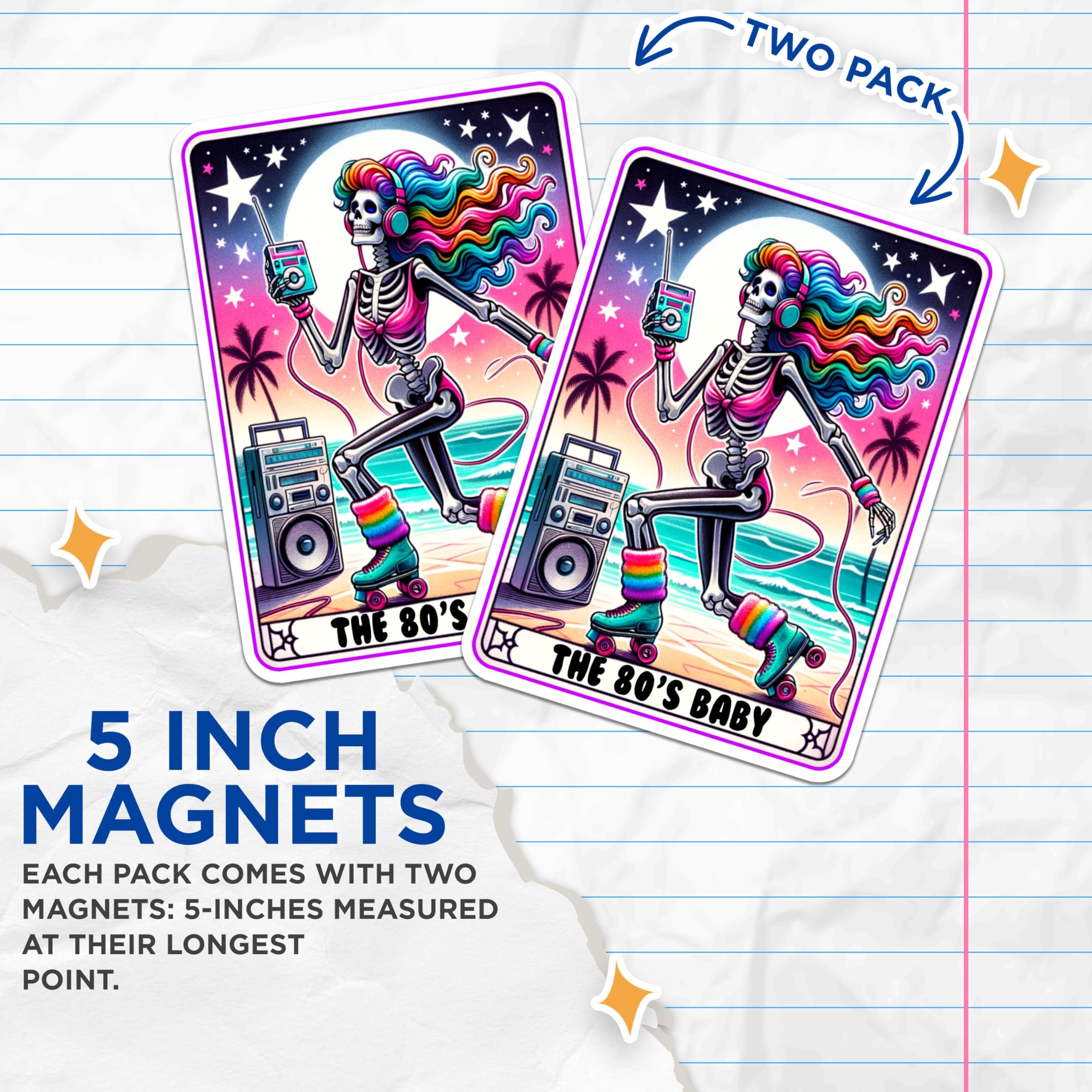 (2 Packs) The 80s Baby Tarot Card Magnets - Mystical 80s Retro Tarot Card Magnets - 5 Inches On Longest Side - Premium Magnet - for Fridges, Toolboxes, Cars - Made in USA - MAG2536