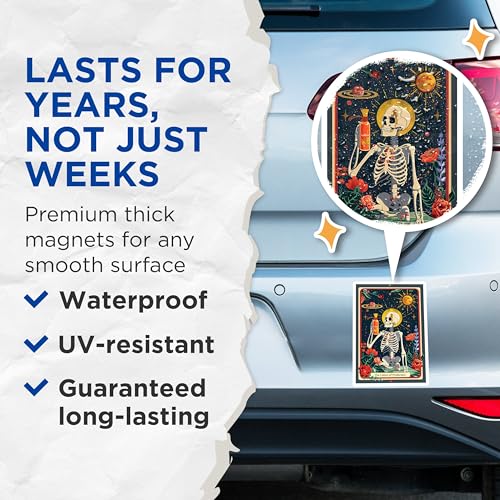 (2 Pack) Lotion of Protection Design Magnet - Cosmic Skeleton Art - 5" On Longest Side - Sticks to Smooth Flat Surfaces - Made in USA - MAG10009