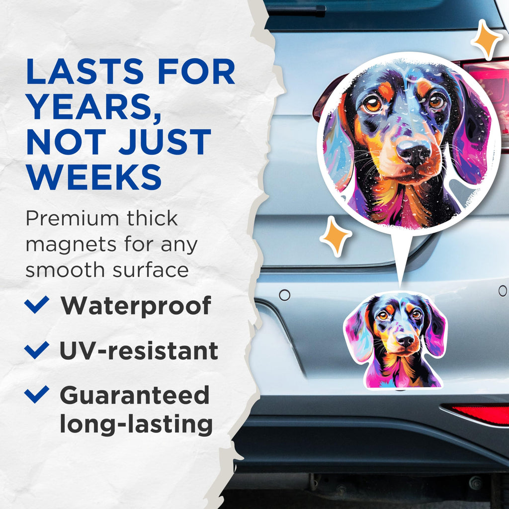 (2 Pack) Dachshund Dog Breed Magnets - 5 Inches On Longest Side - Choose from Over 100 Dog Breeds - for Cars, Refrigerators, Toolboxes - Made in USA - MAG1842