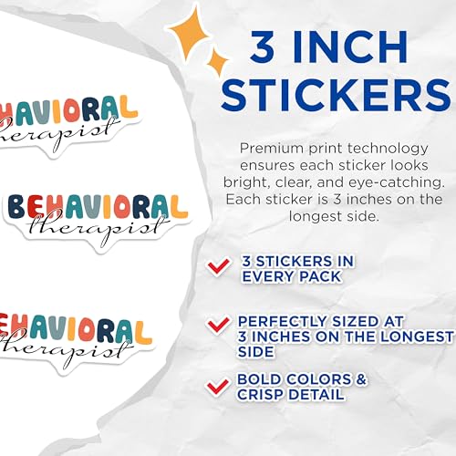 (3 Pack) Behavioral Therapist Decals - Mental Health - Psychology Decals - 3 Inches On Longest Side - Easy Peel & Apply - Made in USA - 3MCS1952