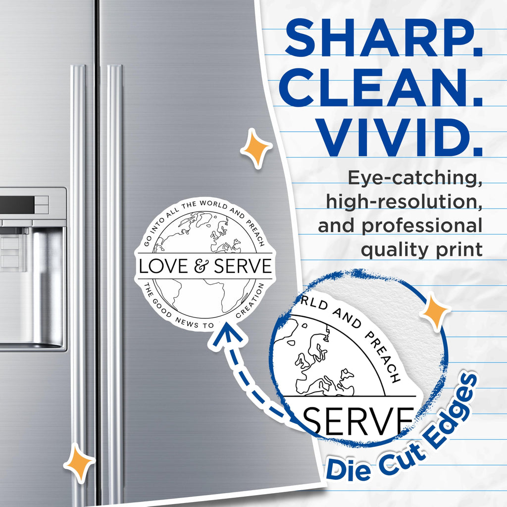(2 Pack) Love and Serve Magnets - Christian Message Magnets - Religious Magnet - 5" On Longest Side - Premium Magnet - for Cars, Refrigerators, Toolboxes, Lockers - Made in USA - MAG17651