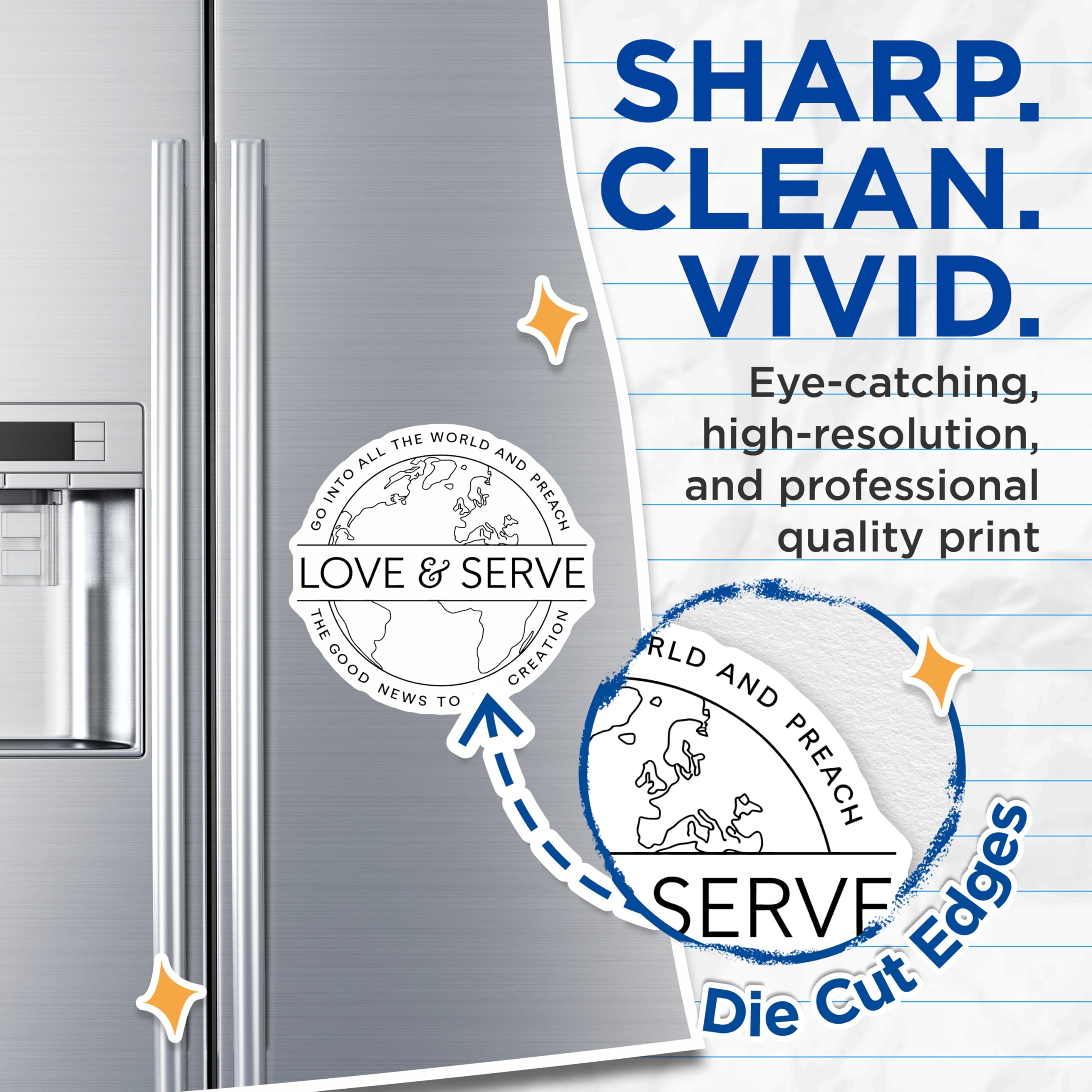 (2 Pack) Love and Serve Magnets - Christian Message Magnets - Religious Magnet - 5" On Longest Side - Premium Magnet - for Cars, Refrigerators, Toolboxes, Lockers - Made in USA - MAG17651