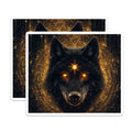 (2 Pack) Black Wolf Magnets - Mystical Spirit Animal - Gold Astrology Decor - Dark Fantasy Art Cosmic Witchy - 5 Inches On Longest Side - Thick Durable Magnet - Made in USA - MAG36076