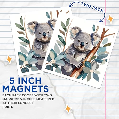 (2 Pack) Cute Koala Bear Magnets Magnets - Animal Lovers - Unique Home Decor - 5" On Longest Side - Made in USA - Sticks to Refrigerators & Metal Surfaces - MAG8691