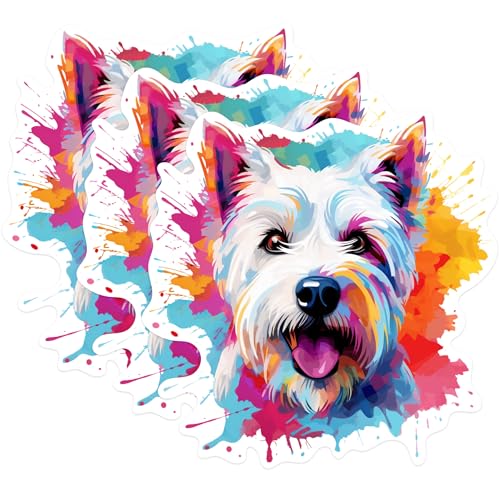 (3 Pack) Westie Decals - White Terrier Dog - Laptop Decals - 3 Inches On Longest Side - Easy Peel & Apply - Made in USA - 3MCS0852