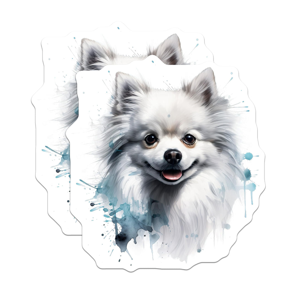 (2 Pack) Cute White Dog Magnets - Pomeranian Watercolor Art - Pet Owner Home Decor - 5 Inches On Longest Side - Thick Durable Magnet - Made in USA - MAG27722