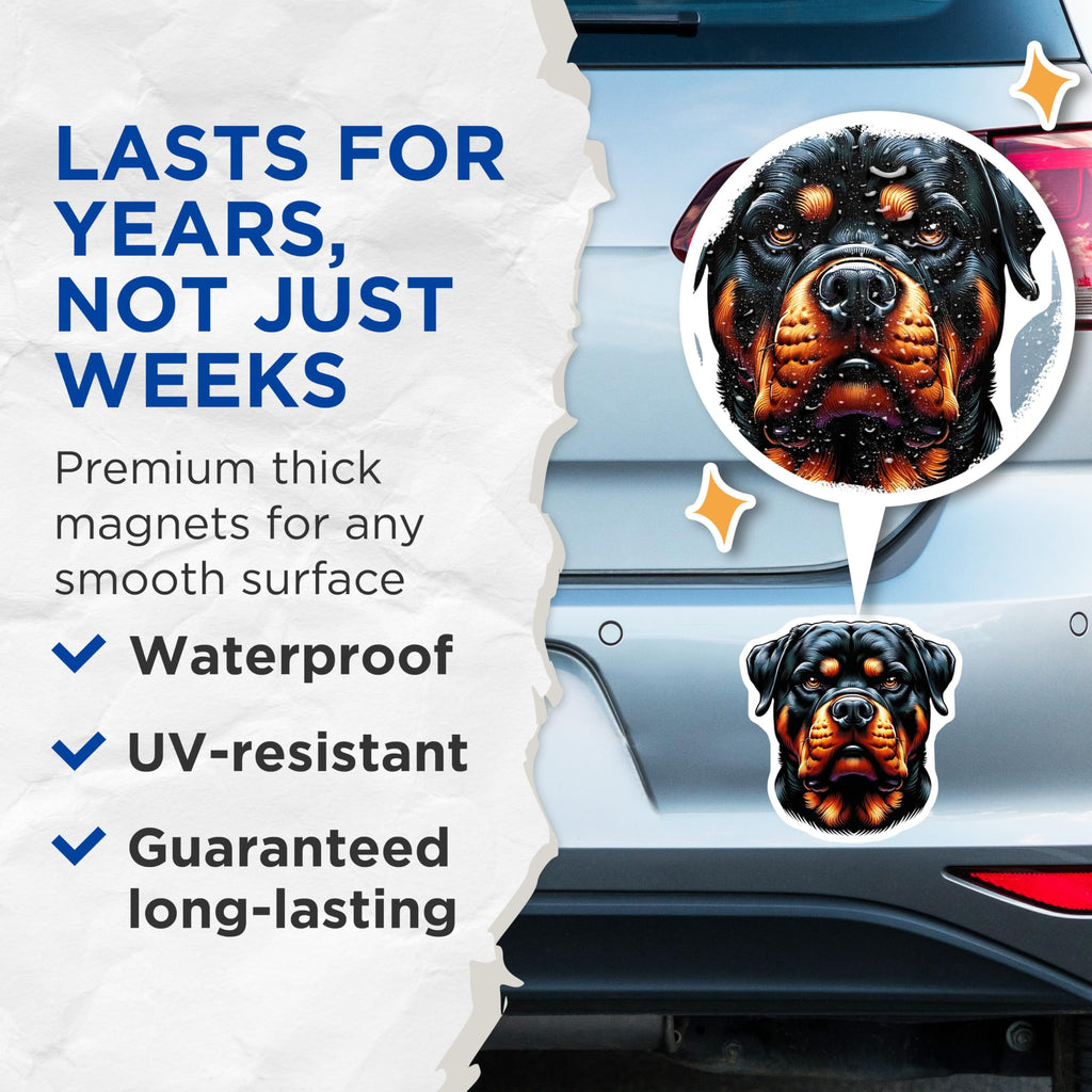 (2 Pack) Rottweiler Magnets - Dog Lover Accessories - Refrigerator Decoration Items - 5" On Longest Side - Premium Magnet - for Cars, Refrigerators, Toolboxes, Lockers - Made in USA - MAG15141