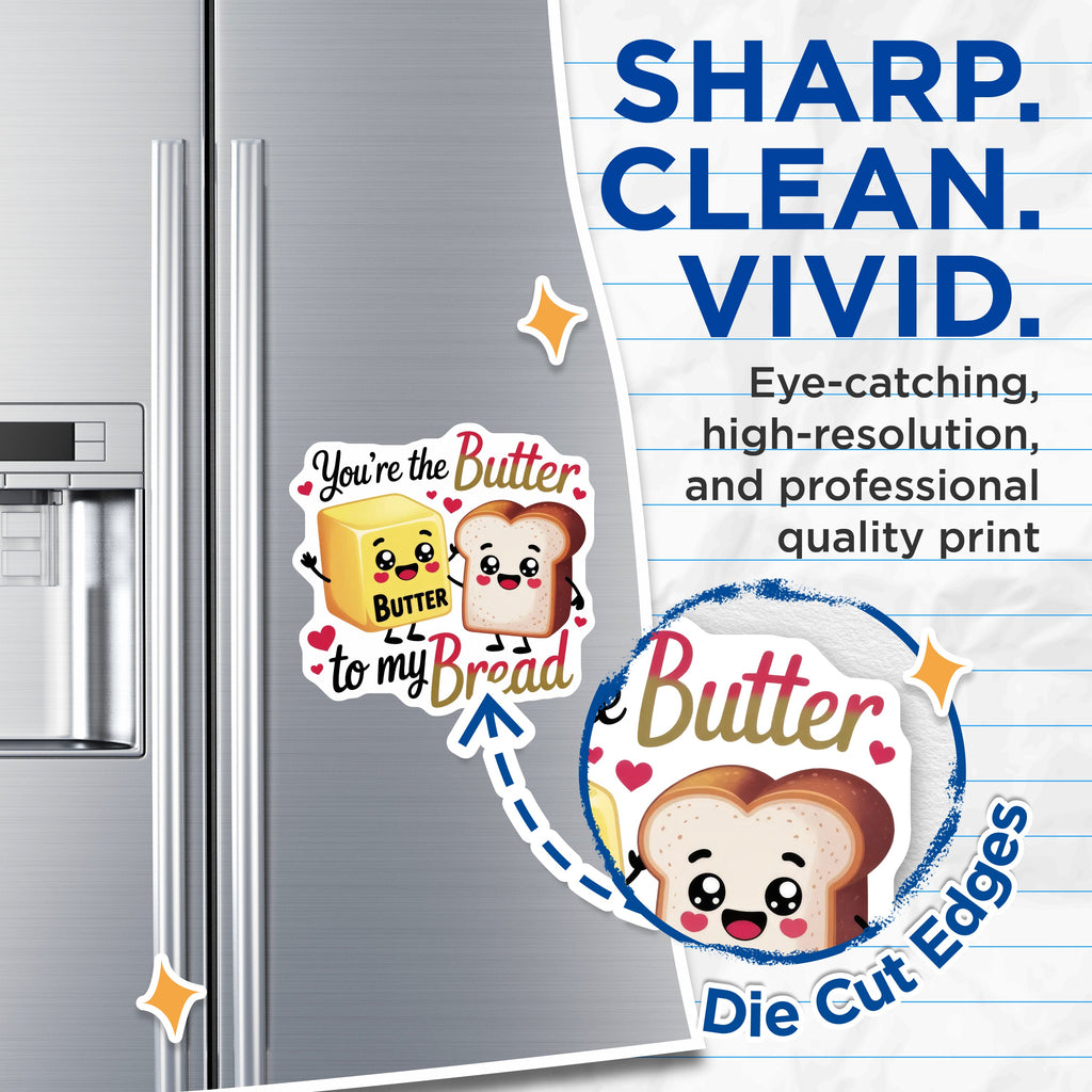 (2 Pack) Butter Bread Magnets - You're The Butter to My Bread - Romantic Kitchen Decor - Cute Couple Magnets - 5 Inches On Longest Side - Thick Durable Magnet - Made in USA - MAG38744