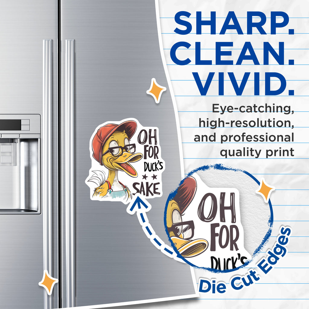 (2 Pack) Oh for Duck's Sake Magnets - Funny Duck Fridge Decor - Humorous Animal Pun - 5 Inches On Longest Side - Thick Durable Magnet - Made in USA - MAG39294