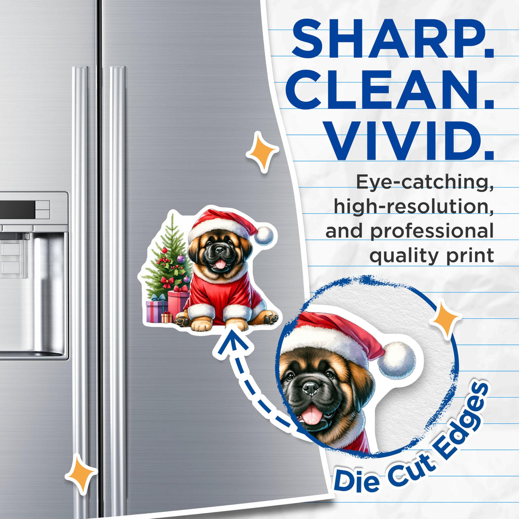 (2 Pack) Christmas Puppy Dog Magnets - Cute Holiday Refrigerator Decor - Xmas Pet Lover Accessories - 5 Inches On Longest Side - Thick Durable Magnet - Made in USA - MAG26389