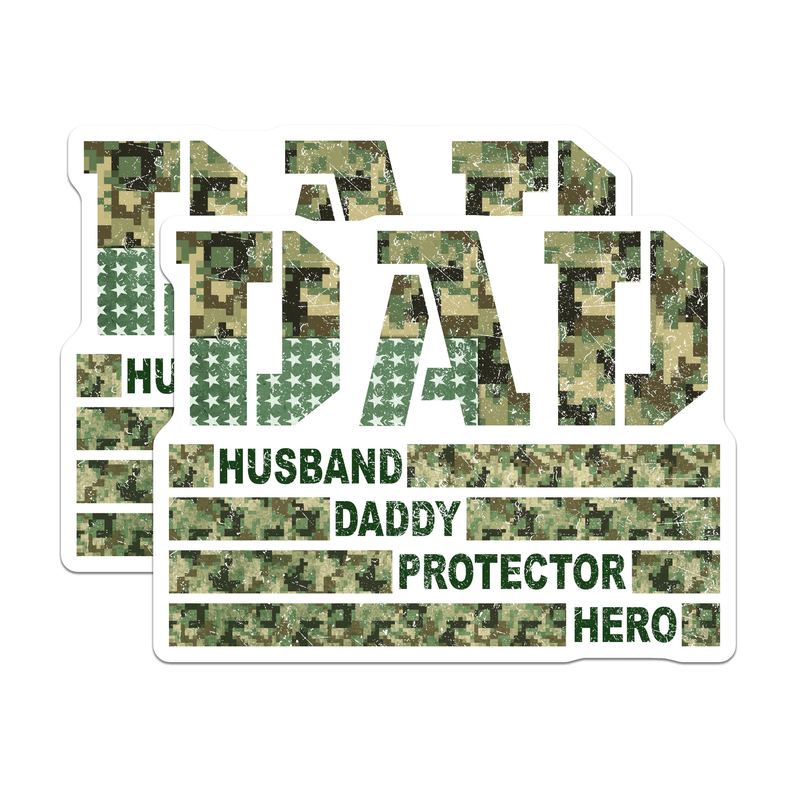 (2 Pack) Military Dad Magnets - Patriotic Father Husband Daddy Hero - Veteran Appreciation Decor - 5 Inches On Longest Side - Thick Durable Magnet - Made in USA - MAG39496