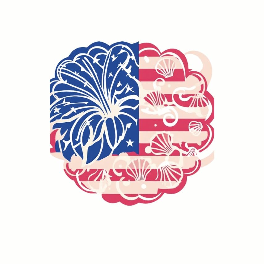 (3 Pack) Patriotic Decals - USA Flag Decal - Seashell Decal - 3 Inches On Longest Side - Easy Peel & Apply - Made in USA - 3MCS7748