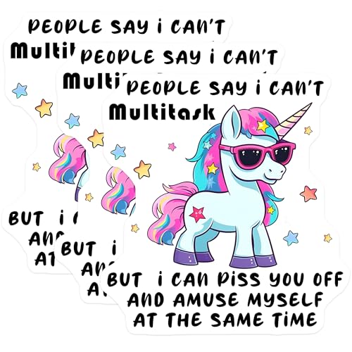 (3 Pack) Funny Unicorn Decals - Multitask Humor - Sarcastic Laptop Decals - 3 Inches On Longest Side - Easy Peel & Apply - Made in USA - 3MCS6577