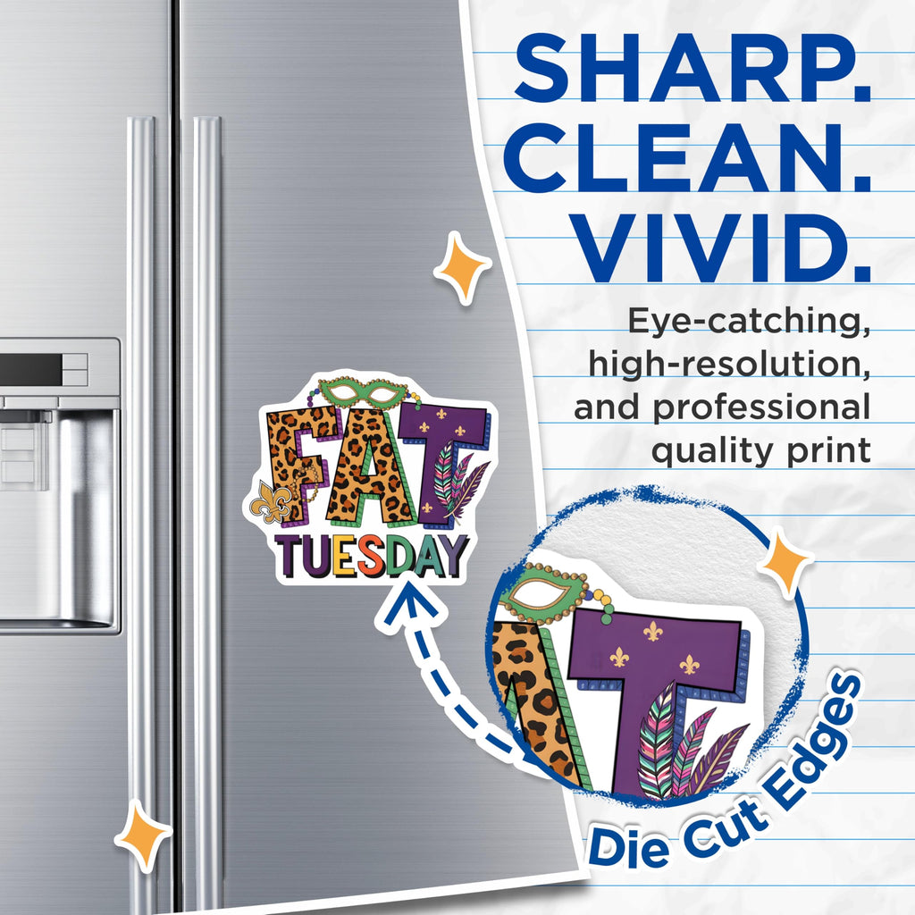(2 Pack) Fat Tuesday Magnets - Mardi Gras Theme - Celebration Magnets - 5" On Longest Side - Premium Magnet - for Cars, Refrigerators, Toolboxes, Lockers - Made in USA - MAG14173