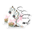 (2 Pack) Sewing Mends Soul Magnets - Crafter Hobby Present - Seamstress Studio Decor - Dress Form Art - 5 Inches On Longest Side - Thick Durable Magnet - Made in USA - MAG38834