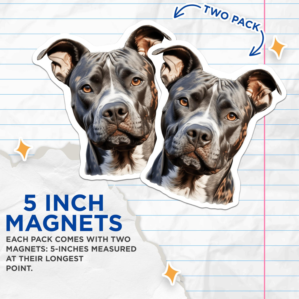 (2 Pack) Pitbull Dog Magnets - Pitbull Mom Dad - Pet Lover Refrigerator Decor - 5 Inches On Longest Side - Thick Durable Magnet - Made in USA - MAG28595