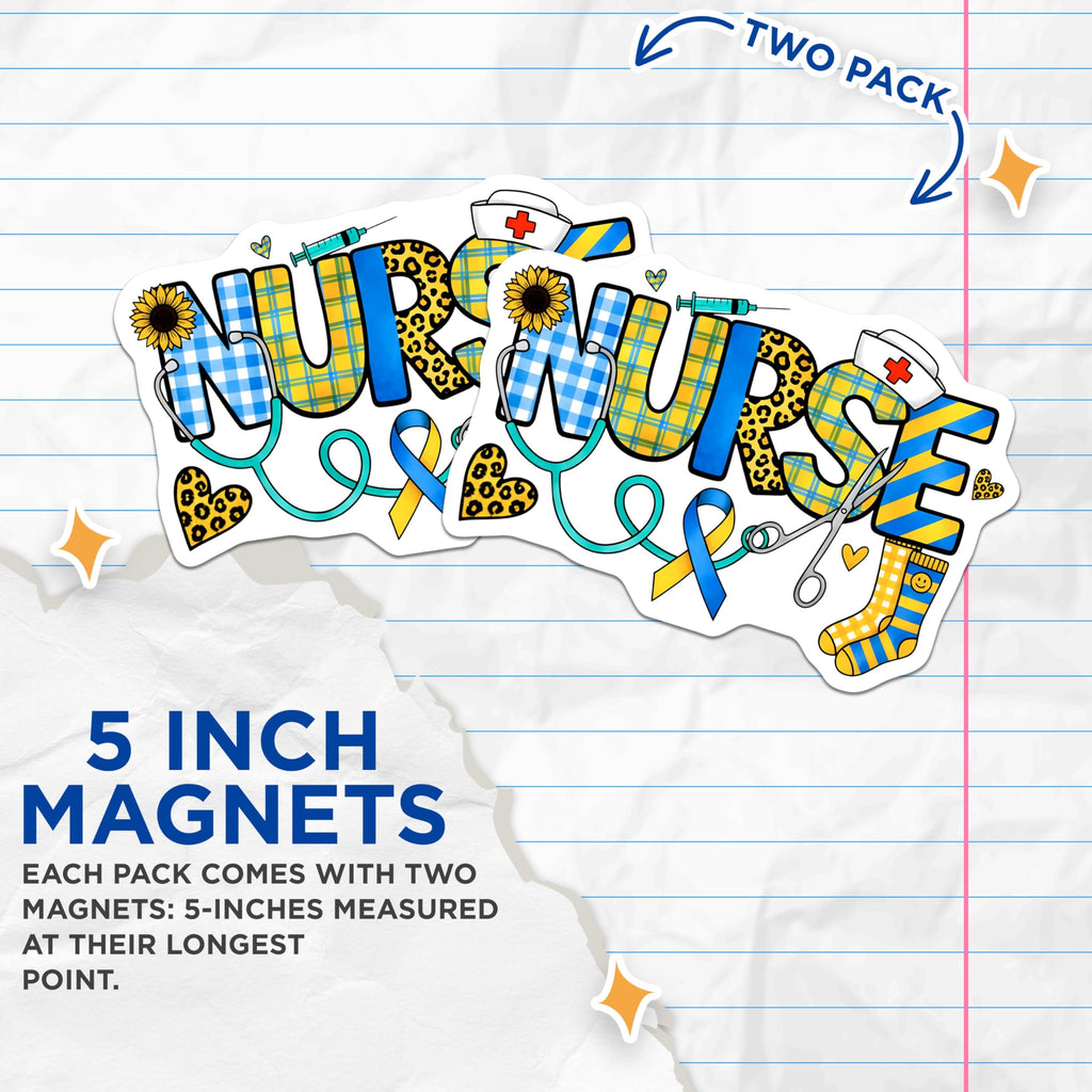 (2 Pack) Nurse Magnets - Healthcare Professional Decor - RN Graduation Appreciation Gift - 5 Inches On Longest Side - Thick Durable Magnet - Made in USA - MAG25341