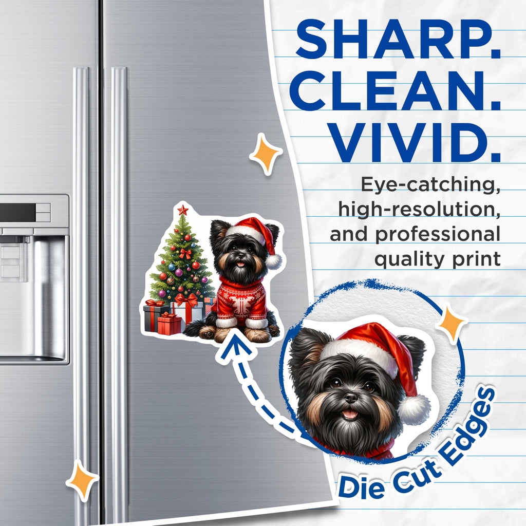 (2 Pack) Christmas Yorkie Magnets - Festive Pet Fridge Decor - Cute Dog Lover Magnets - Holiday Season Animal Decoration - 5 Inches On Longest Side - Thick Durable Magnet - Made in USA - MAG28283