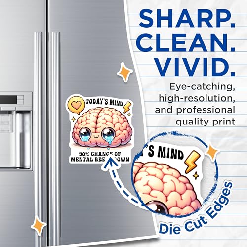 (2 Pack) Cute Brain Mental Breakdown Magnets - TodayÃ¢â‚¬â„¢s Mind - Funny Office Decor - 5" On Longest Side - for Cars, Fridges, Toolboxes - Made in USA - MAG8253