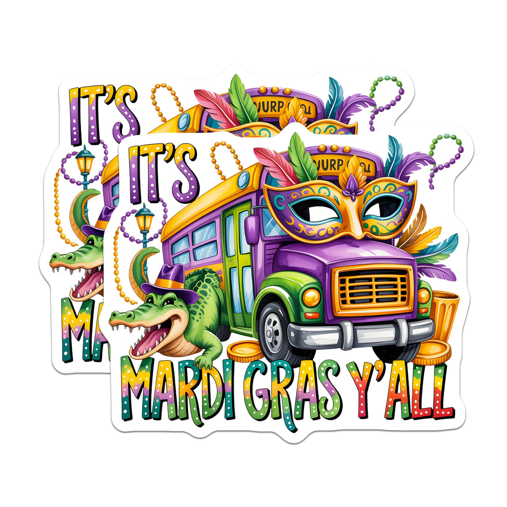 (2 Pack) Mardi Gras Magnets - New Orleans Decor Festival - Fat Tuesday Party Celebration Souvenir - 5 Inches On Longest Side - Thick Durable Magnet - Made in USA - MAG27113