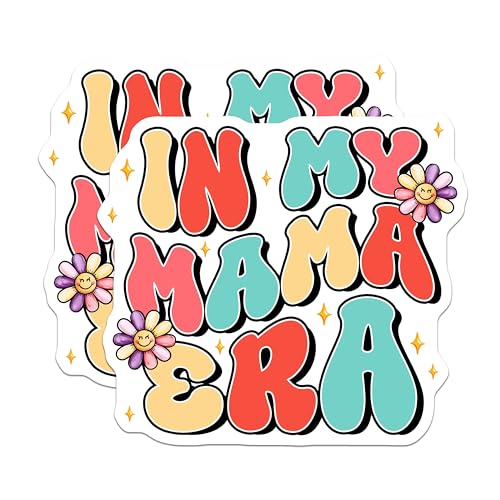 (2 Pack) in My Mama Era Stickers - Fun Mothers Day - Retro Flower - 5" On Longest Side - Sticks to Smooth Flat Surfaces - Made in USA - BMCS7709