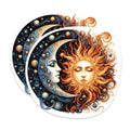 (2 Pack) Celestial Moon and Sun Magnets - Moon and Sun Cosmic Magnets - Celestial Art - 5 Inches On Longest Side - Premium Magnet - for Cars, Refrigerators, Toolboxes - Made in USA - MAG2243