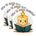 (3 Pack) Avoid Burnout Decals - Candle Reading Book - Mental Health Decals - 3 Inches On Longest Side - Easy Peel & Apply - Made in USA - 3MCS4853