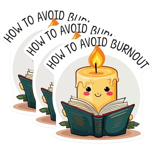 (3 Pack) Avoid Burnout Decals - Candle Reading Book - Mental Health Decals - 3 Inches On Longest Side - Easy Peel & Apply - Made in USA - 3MCS4853