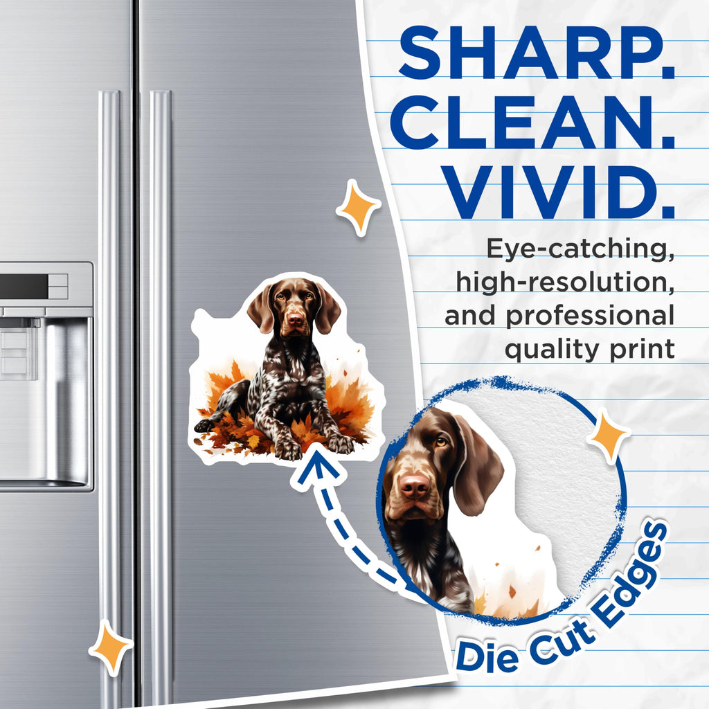 (2 Pack) German Shorthaired Pointer Magnets - Autumn Dog Art - Pet Lover Decor for Owners - 5 Inches On Longest Side - Thick Durable Magnet - Made in USA - MAG28982