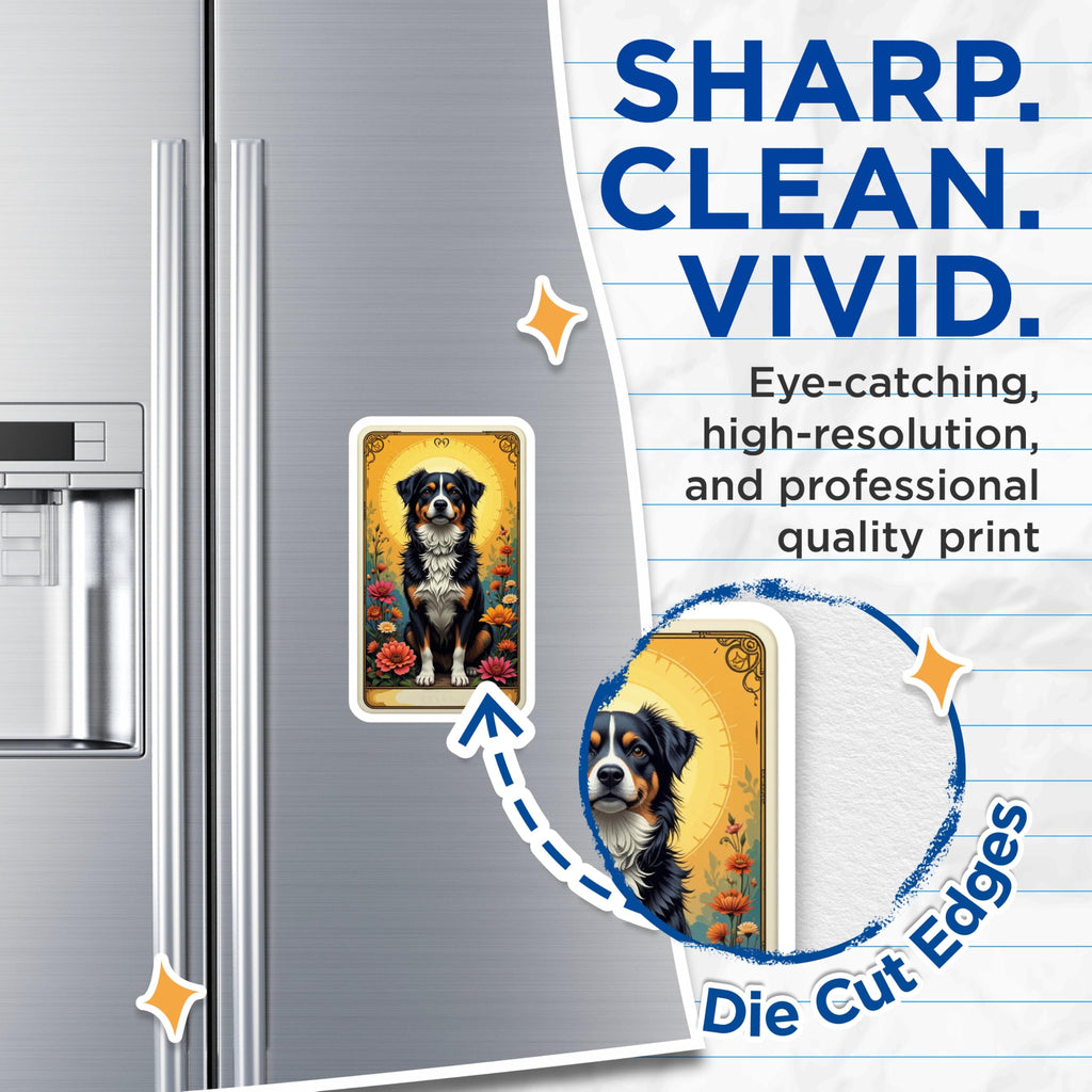 (2 Pack) Bernese Mountain Dog Magnets - Tarot Card Dog Art - Floral Dog Lover Decor - 5 Inches On Longest Side - Thick Durable Magnet - Made in USA - MAG23145
