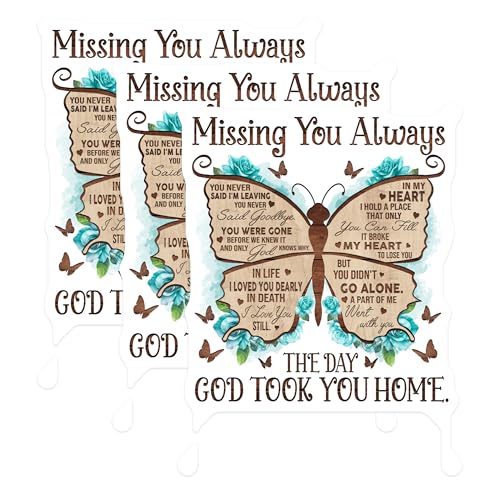 (3 Pack) Missing You Always Decals - Memorial Decal - Remembrance Decal - 3 Inches On Longest Side - Easy Peel & Apply - Made in USA - 3MCS4897