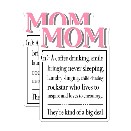 (2 Pack) Mom Coffee Drinking Magnets Magnets - Inspirational Rockstar Mom Magnet - Mother's Day Decor - 5" On Longest Side - Made in USA - Sticks to Refrigerators & Metal Surfaces - MAG8824