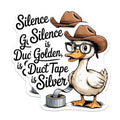 (2 Pack) Silence is Golden Duct Tape is Silver Magnets - Funny Duck Quote Magnet - Sarcastic Refrigerator Decor - 5 Inches On Longest Side - Thick Durable Magnet - Made in USA - MAG36637