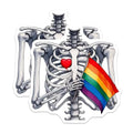 (2 Pack) Skeleton Rainbow Flag Magnets - Human Anatomy Decor - Skeleton Holding Heart Symbol - LGBTQ Pride Magnets - 5" On Longest Side - for Cars, Fridges, Toolboxes - Made in USA - MAG7217