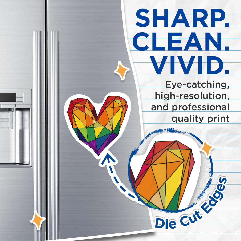 (2 Packs) Stained Glass Rainbow Heart Magnets - Rainbow Heart LGBTQ Friendly Magnets - 5 Inches On Longest Side - Premium Magnet - for Fridges, Toolboxes, Cars - Made in USA - MAG2281