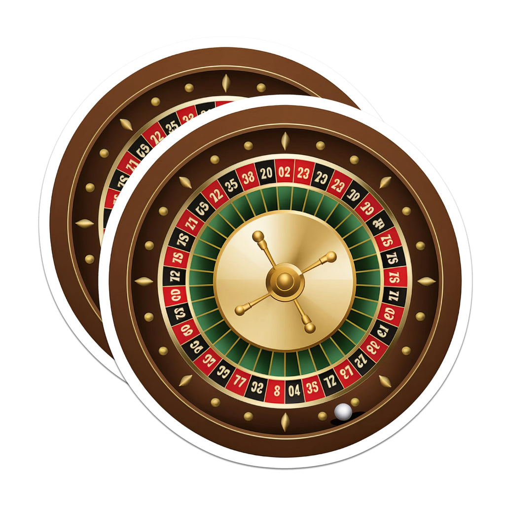 (2 Pack) Casino Roulette Wheel Stickers - Gaming Stickers - Casino Decor - Gambling Enthusiast - Roulette Wheel Decal - 5" On Longest Side - Sticks to Smooth Flat Surfaces - Made in USA - BMCS6463